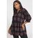 Yours Check Textured Peplum Top Plus Size - Black
