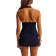 Shein Summer Sexy Solid Color Backless Halter Denim Crop Top - Dark Wash