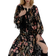 H&M Oversized Tie-Belt Dress - Black/Floral