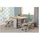 SECONIQUE Santos Butterfly Grey Slate/Distressed Waxed Pine Dining Set 92x115cm 5pcs