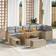 vidaXL 9 Piece Garden Sofa Beige Poly Rattan Outdoor Lounge Set