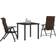 vidaXL 3 Piece Garden Brown Poly Rattan Patio Dining Set, Table incl. 2 Chairs