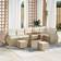 vidaXL 9 Piece Garden Sofa Beige Poly Rattan Outdoor Lounge Set