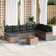 vidaXL 9 Piece Garden Sofa with Cushions Grey Poly Rattan Acacia Outdoor Lounge Set