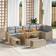 vidaXL 9 Piece Garden Sofa Beige Poly Rattan Outdoor Lounge Set