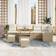 vidaXL 9 Piece Garden Sofa Beige Poly Rattan Outdoor Lounge Set