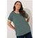 Yours Stripe Ringer T-Shirt Women - Green