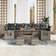 vidaXL 10 Piece Garden Set Grey Poly Rattan Acacia Modular Sofa