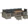 vidaXL 10 Piece Garden Set Grey Poly Rattan Acacia Modular Sofa