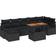 vidaXL 8 Piece Garden Sofa Black Poly Rattan Acacia Outdoor Lounge Set