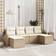 vidaXL 6 Piece Garden Set Beige Poly Rattan Modular Sofa