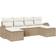 vidaXL 6 Piece Garden Set Beige Poly Rattan Modular Sofa