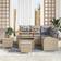 vidaXL Trädgårdsoffset Med Kudde 8 Pcs Beige Poly Rattan Loungeset
