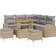 vidaXL Trädgårdsoffset Med Kudde 8 Pcs Beige Poly Rattan Loungeset