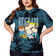 Shein Nick 90s X Plus Size Summer Casual Tie-Dye Cartoon Portrait Pattern Short Sleeve T-shirt - White