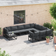 vidaXL Garden Set 11 pcs Black 70 x 70 x 32 cm Aluminium Modular Sofa