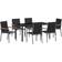 vidaXL 7 Piece Garden Black Textilene Steel Patio Dining Set