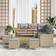 vidaXL Garden Set Height Adjustable 9 Pcs Beige Modular Sofa