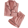 Shein Tween Girls Satin Heart Pattern Short Sleeve Top & Shorts Pajama Set - Loungewear