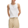 HUGO BOSS Ribbed Stretch Cotton Tank Top with Printed Logo - White
