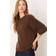 Gina Tricot Relaxed Fit Knitted Wool Alpaca Short Sleeve Top - Dark Brown