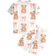 Shein Baby Girl Bow & Bear Graphic Casual Slim Fit Round Neck Comfortable Short Sleeve Shorts Pajama Set - Snug Fit