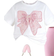 Shein Toddler Girls Casual Short Sleeve Bow T-Shirt - White/Pink
