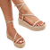 Shain Styleloop Vacation Casual Canvas Wedge Lace-Up Sandals