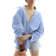H&M Oversized Cotton Poplin Shirt - Light Blue/White Striped