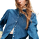 H&M Denim Blouse with Ruffle - Blue