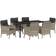 vidaXL Garten mit Kissen 7 pcs Hellgrau Poly Rattan Essgruppe