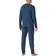 Schiesser Herrpyjamas lång mjuk flanell-modern nattkläder pyjamasset, Mörkblå_181920