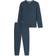 Schiesser Herrpyjamas lång mjuk flanell-modern nattkläder pyjamasset, Mörkblå_181920