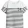 H&M T-shirt Med Trykt Motiv - Hvid/Sortstribet