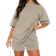 Shein 2pc Women Print Round Neck Short Sleeve Casual Loose T-Shirt And Shorts Set - Khaki