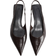 H&M Slingbacks Med Kittenhæl Og Spids Snude - Mørkebrun/Krokomønster