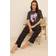 Yours Feeling Lucky Slogan Wide Leg Pyjama Set - Grey