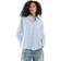 New Look Plus Size Blue Striped Long Sleeve Oxford Shirt - Blue