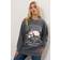 Yours Acid Wash Floral Print Sweatshirt - Grey