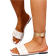 Shein New Pleated Ruffle Square Toe Flip Flops - White