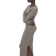 H&M Dame Ribbet Kjole Med Dyb Udringning - Sort/Beige