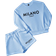 Shein Slaydiva Milano Casual Letter Print Round Neck Long Sleeve Loose Cropped Sweatshirt & Shorts 2 Pieces Set - Blue