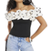 River Island Polka Dot Ruffle Bardot Top - Black