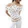River Island Polka Dot Ruffle Bardot Top - White