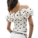 River Island Polka Dot Ruffle Bardot Top - White