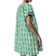 H&M Drawstring-Neck Dress - White/Green Patterned