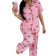 Shein Dream Adore Cherry Striped Printed Lapel Short Sleeve Pajama Set For Women - Pink