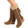 Shein Criss-Cross Round Toe Knee High Boots - Brown