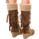 Shein Criss-Cross Round Toe Knee High Boots - Brown
