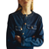 H&M Collarless Denim Jacket - Dark Denim Blue